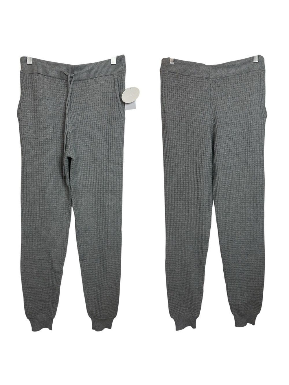 NIA The Label Thick Knit High Rise Cuffed Ankle Length Drawstring Waist Joggers